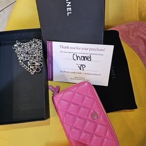 Chanel Pink Caviar Wallet full inclusion triple zipper RARE